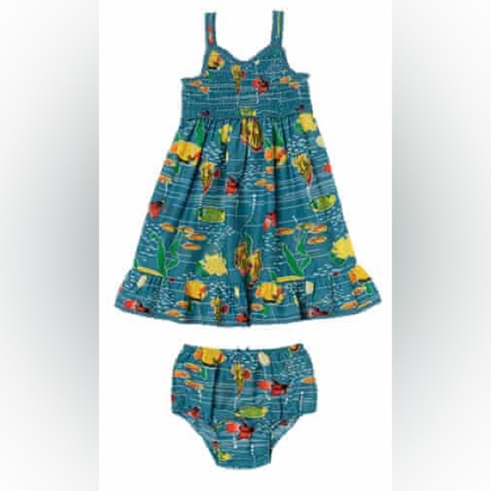 Stella McCartney x GapKids Bailey Sun Dress with Bloomers Fish Size 5 Cotton - Picture 2 of 12